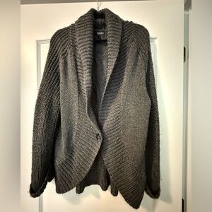 a.n.a Charcoal & Silver Knit Shawl Collar Cardigan